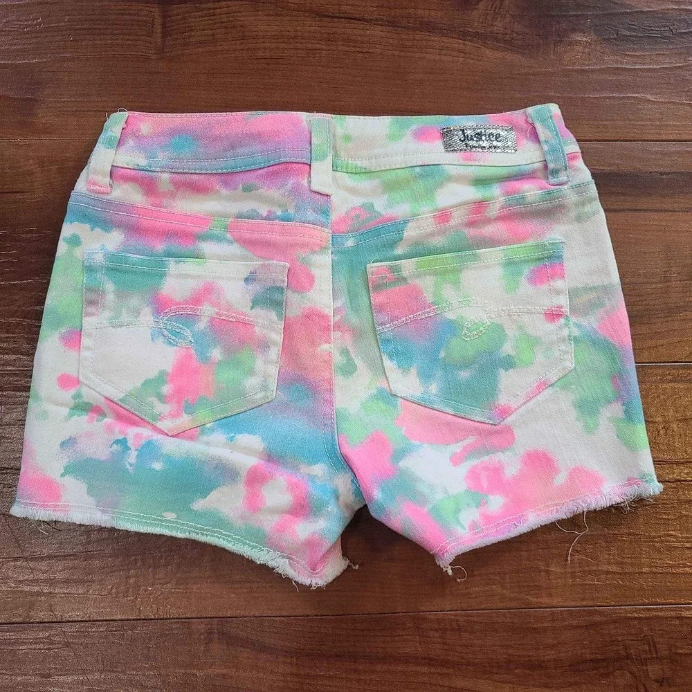 Justice Top Short Lot Girls 12 Tie Dye Sequins Baseball Tee